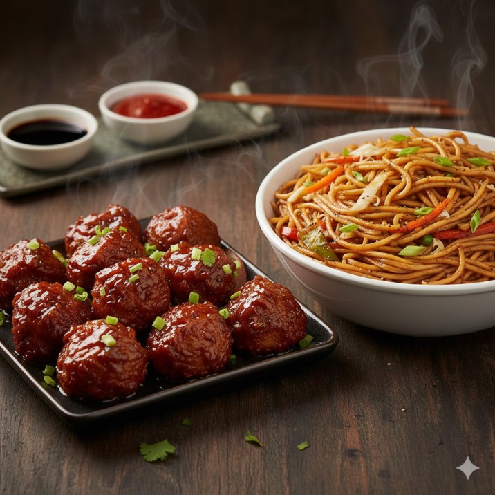 Veg Manchurian and Veg Noodles